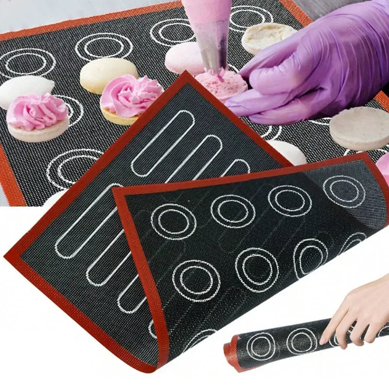 30x40cm Two Sided In One Printing Silicone Baking Mat Non Stick Pastry Oven Cake Perforated Sheet Liner Mat Pad For Accessory