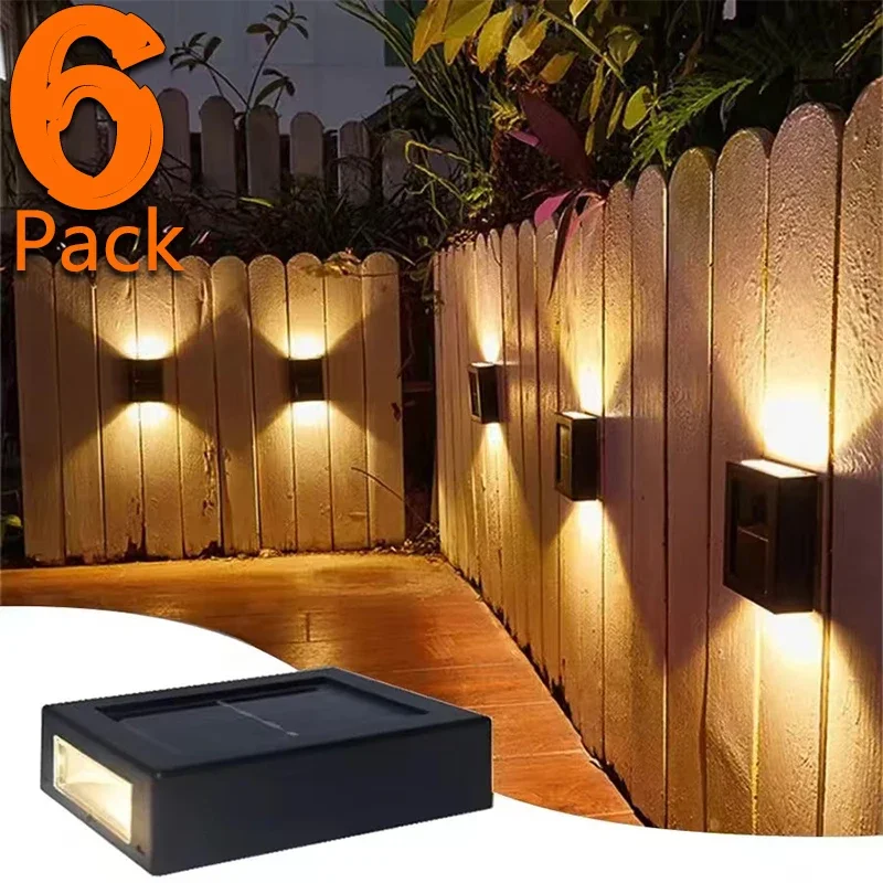 1~6pcs Solar Light Outdoor Up and Down Wall Washer Light Waterproof Solar Lamp Garden Street Balcony Yard Stairs Fence Decor