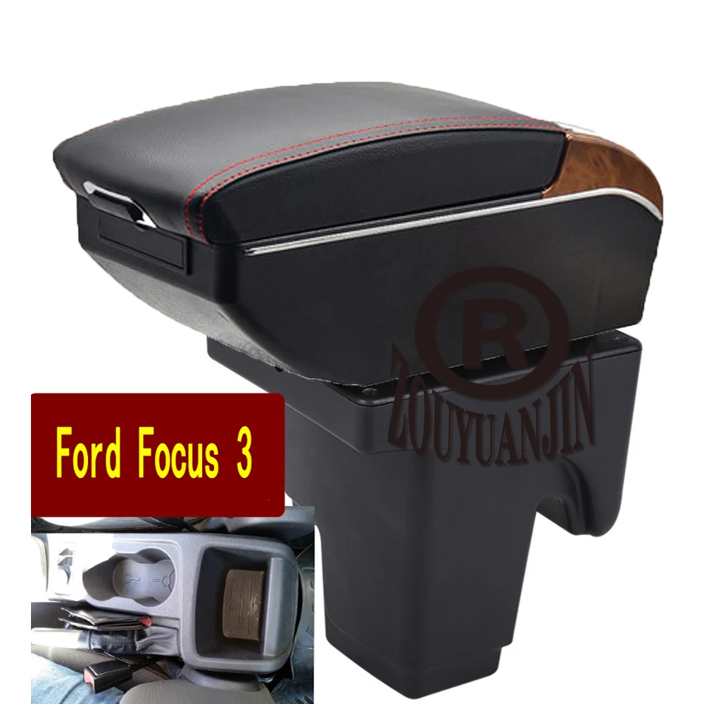 

For Ford Focus 3 Armrest Box Interior Parts Car Center Console Arm Storage Elbow Rest with USB