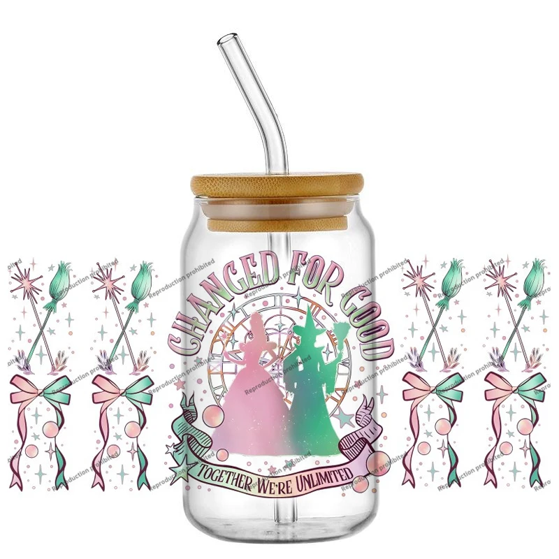 Witch design 16oz DTF Sticker For Cups Cool Personalize UV Transfer Sticker Labels DIY Logo Selfadhesive Waterproof cup wrap