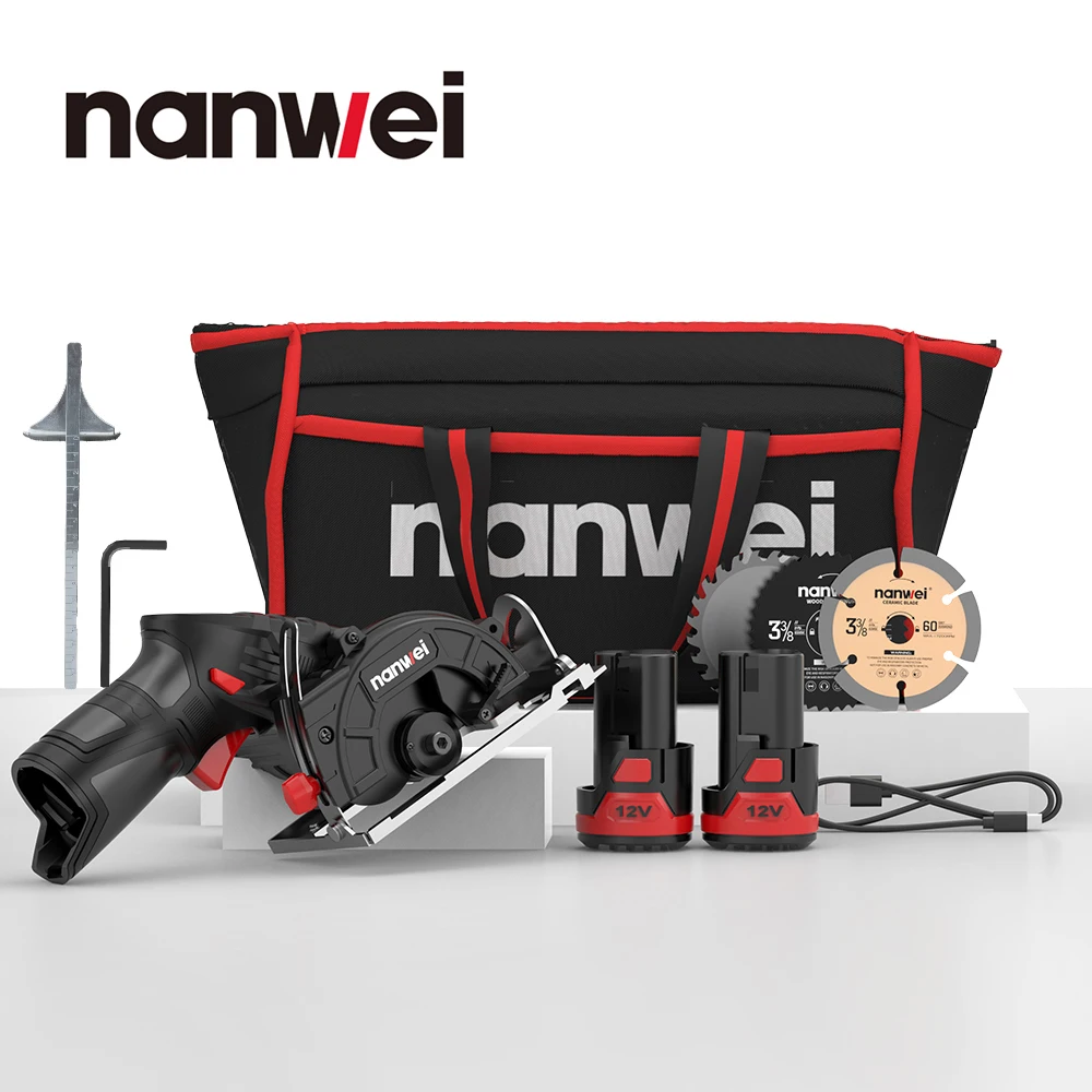 

NANWEI Mini 12V circular saw for wood / density board / thick board / solid board cutting / Tpee-C charging interface