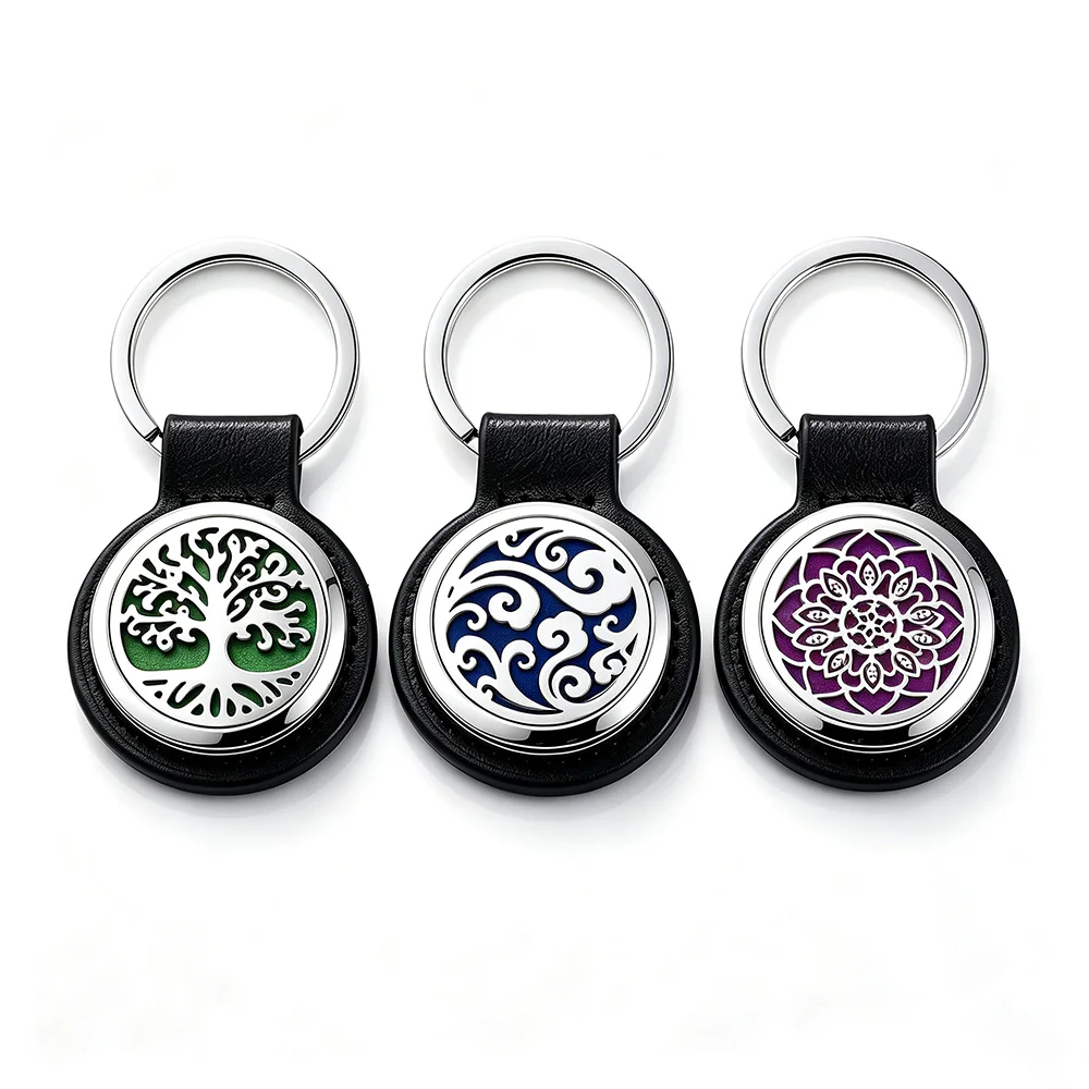 Aromatherapy Keychain Perfume Essential Oil Diffuser Key Chain Open Locket Aroma KeyRings Diffuser Jewelry