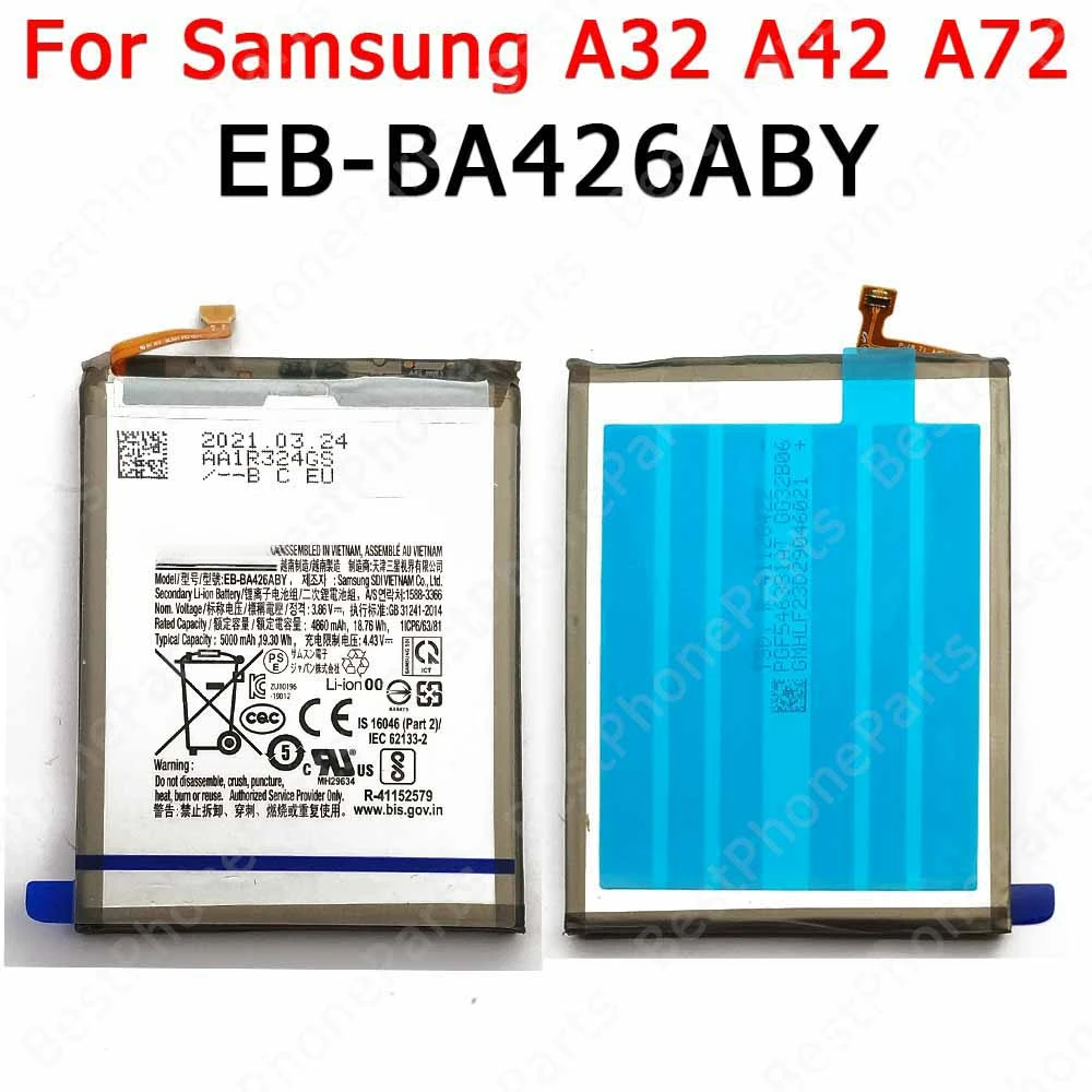 For Samsung Galaxy A32 A42 A72 4G 5G Battery 5000 mAh Replacement Li-ion Cellphone EB-BA426ABY Bateria Spare Parts