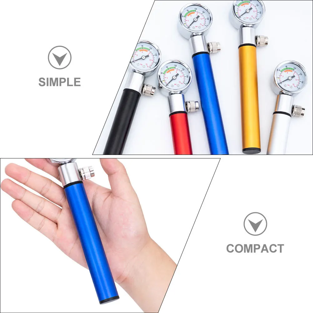 Ball Pump Pressure Gauge Lightweight Alloy Air Pump Handheld Portable for Basketball Soccer Volleyball Rugby Football Bike Tires