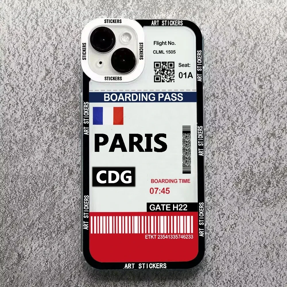 World City Tour Ticket New York Paris TAB Phone Case iPhone 15 14 11 12 13 Pro Max XS X XR 7 8 Plus CIear Customize Cover