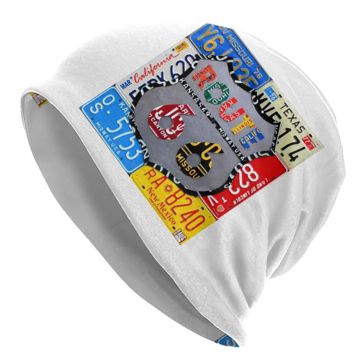 カスタムルート66ナンバープレートアートビーニーキャップ男女兼用ヒップホップ冬暖かいニット帽子大人アメリカンロードボンネットハット