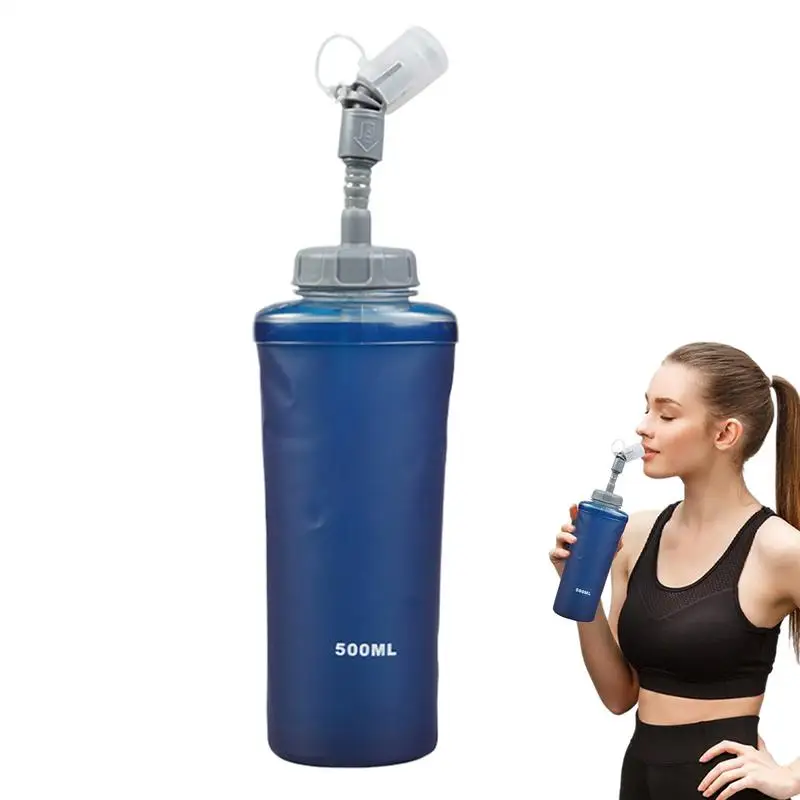 

Sports Water Bottle Foldable Running Hydration Bottle Leakproof Squeezable Drinking Tool for Running Sports Gym Festival Concert