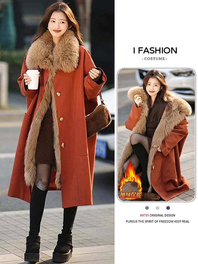 

Faionable Thiened Fce Lined Mid-Length Parka Coat Women's Winter Warm Versatile Cotton Jaet Commute Sle Outerwear