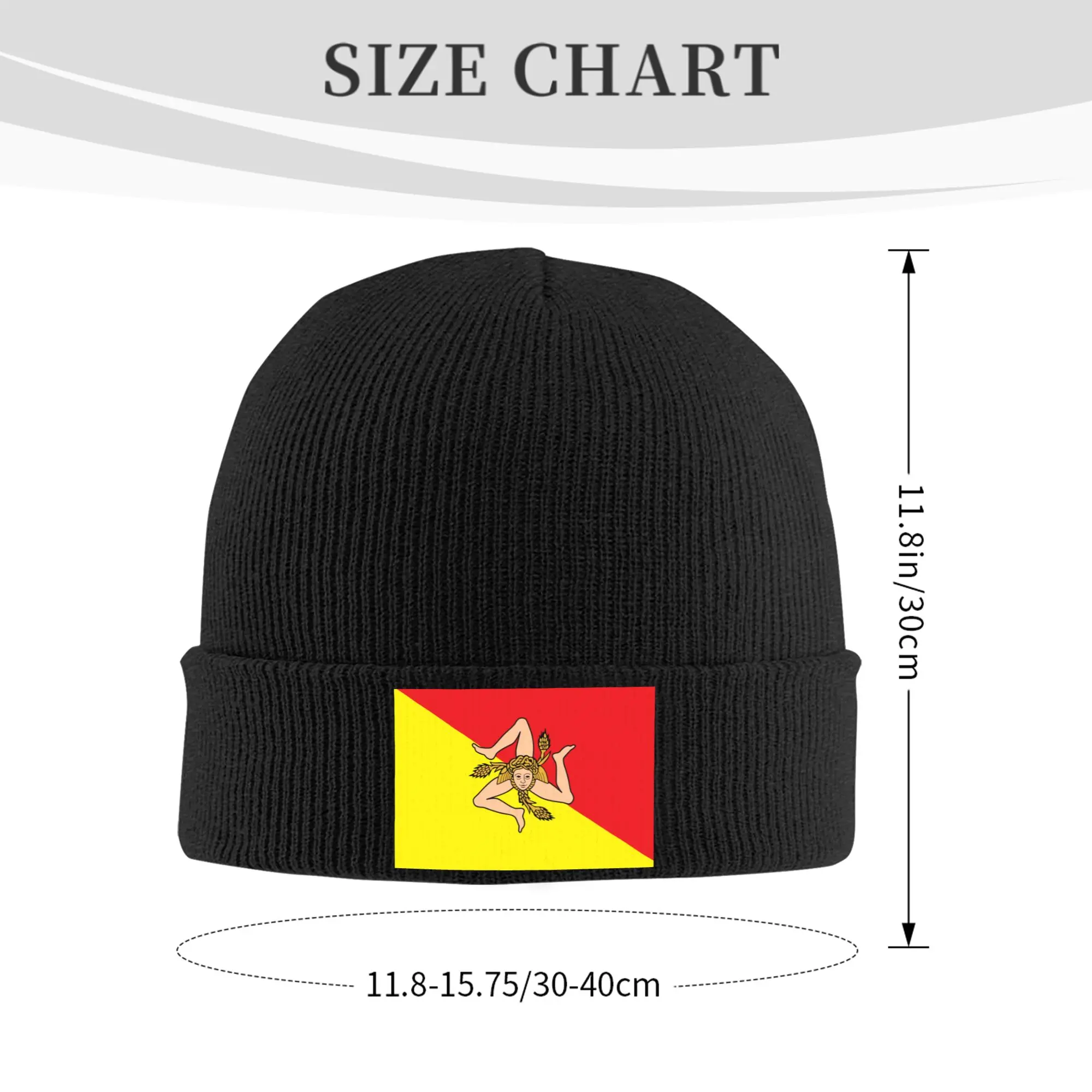 Italian Island Sicily Flag Skullies Beanies Caps For Men Women Unisex Street Winter Warm Knit Hat Adult Isle of Man Bonnet Hats