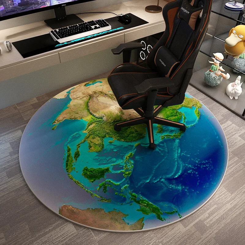 Planet Round Carpet – Non-Slip Swivel Chair Mat for Office, Study & Kids Bedroom, Floor Rug for Home Decorating