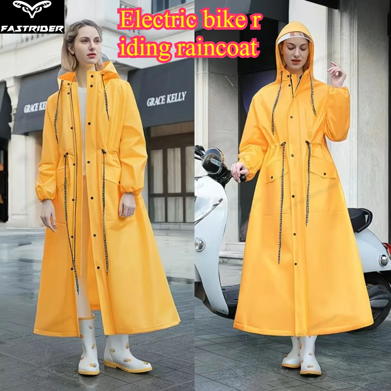 

Outdoor Adult Hooded Long Raincoat Thick Waterproof Reusable Portable Hiking Cycling Mountaineering Travel Rainwear