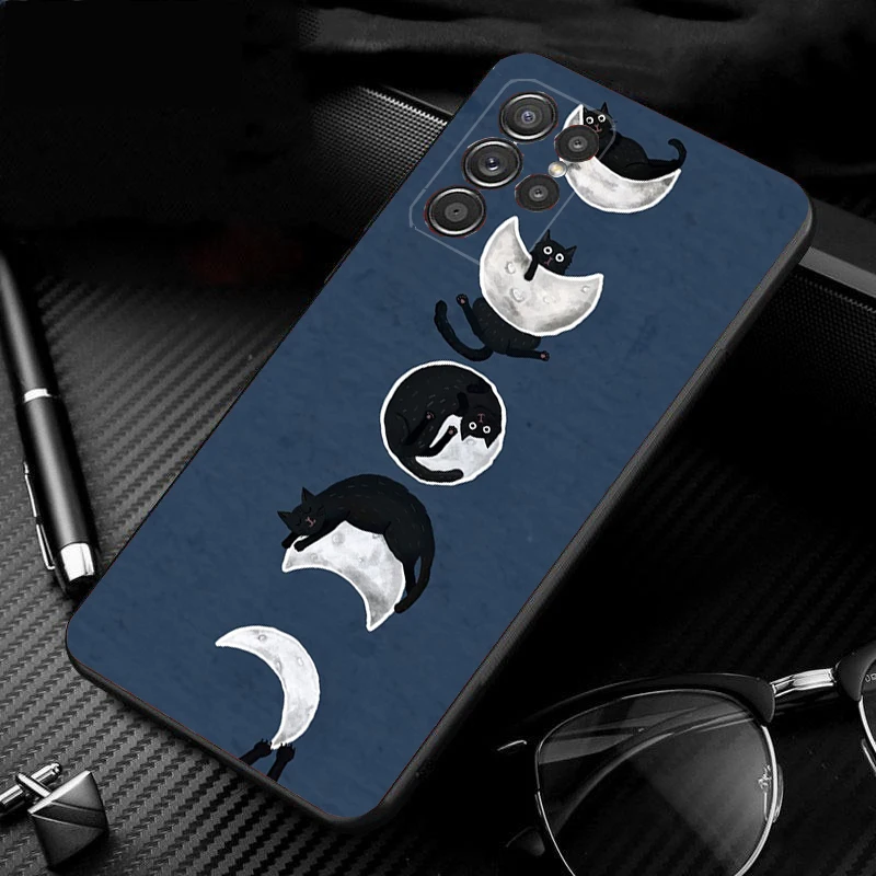 

Phone Case For Samsung Galaxy S25 S24 S23 S22 S21 Ultra S24 S23 S22 S21 S25 Plus S24 S20 FE Cartoon Black Cats