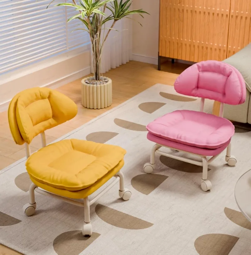 Cloud Backrest Low Stool with Wheels: Children's Shoe Changing Bench & Mobile Small Sofa