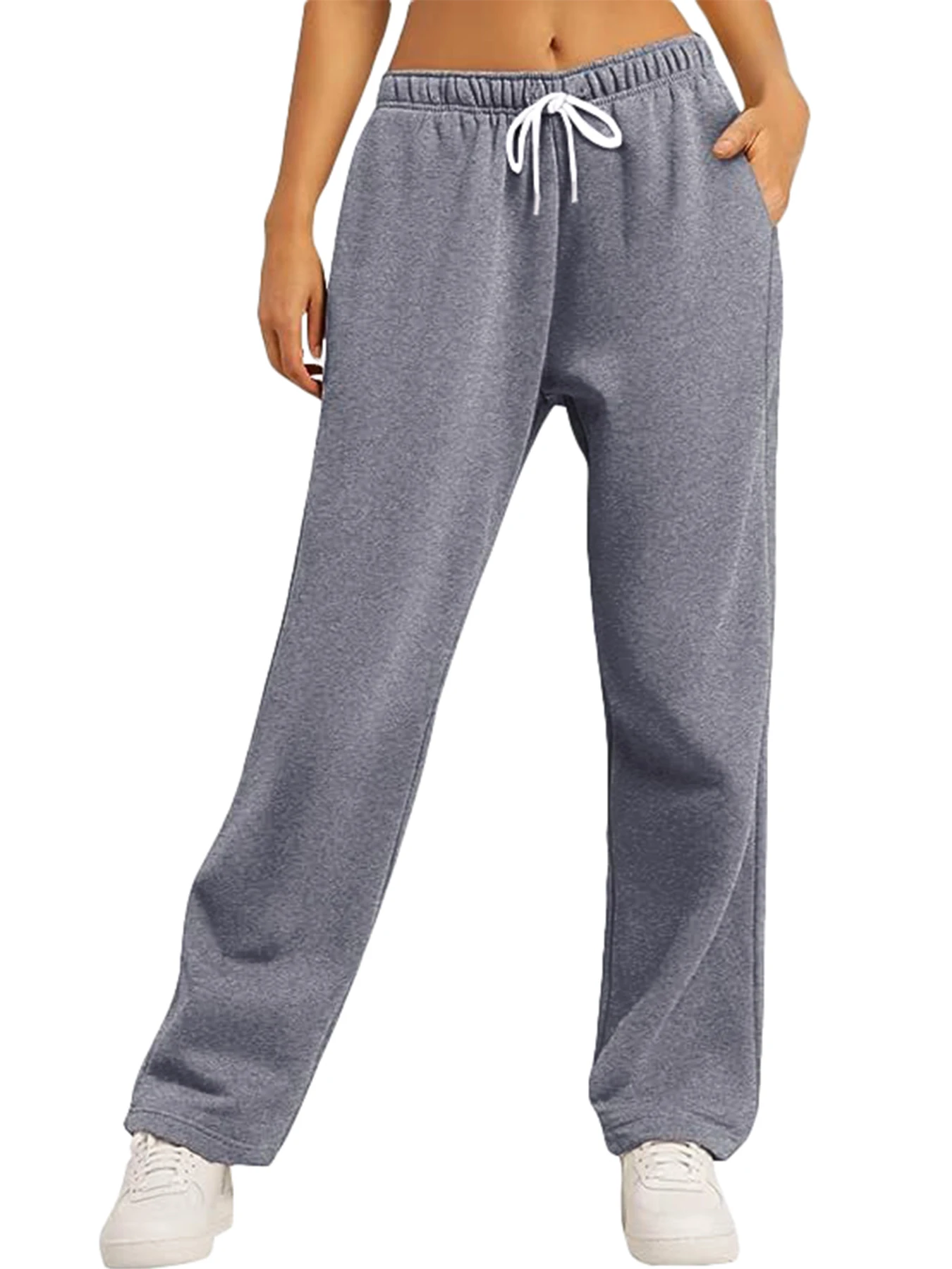 سراويل رياضية عابرة للحدود للنساء ، رباط فضفاض كاجوال ، جيب بحزام مستقيم ، الأوروبي ، أمازون ، الخريف والشتاء ، جديد #6