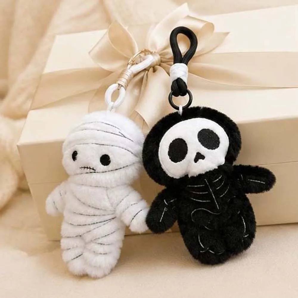 Soft Texture Mummy Plush Key Chain Lightweight Exquisite Stitching Skull Bag Pendant Adorable Appearance Fluffy Surface