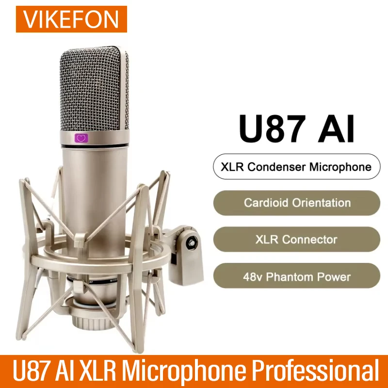 U87 AI XLR-Kondensatormikrofon, professionelles Studiomikrofon mit Nierencharakteristik für die