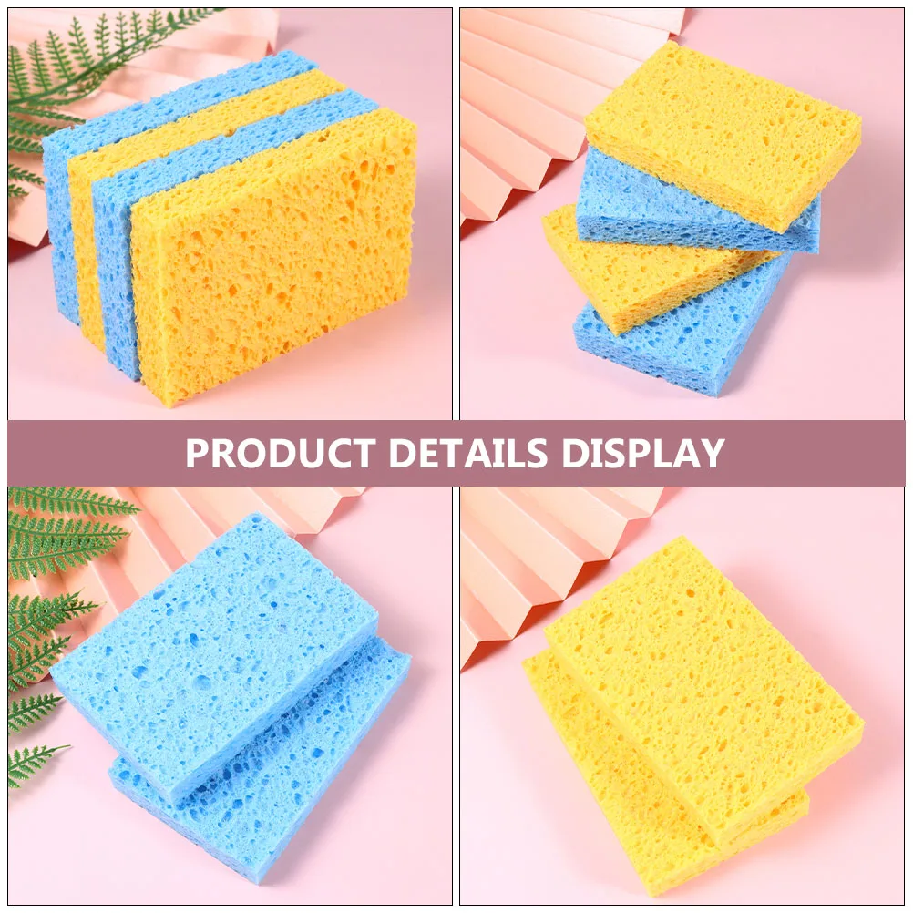 

6pcs Cleaning Sponge Pad Dishwashing Sponge Strong Decontamination Durable Water Absorption Kitchen Cleaning Tool Pots Sinks