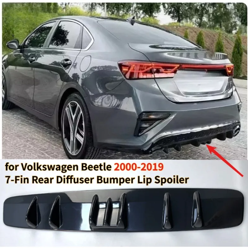 for-volkswagen-beetle-2000-2019-models-7-fin-rear-diffuser-bumper-lip-spoiler-with-shark-fins-abs-plastic-glossy-black
