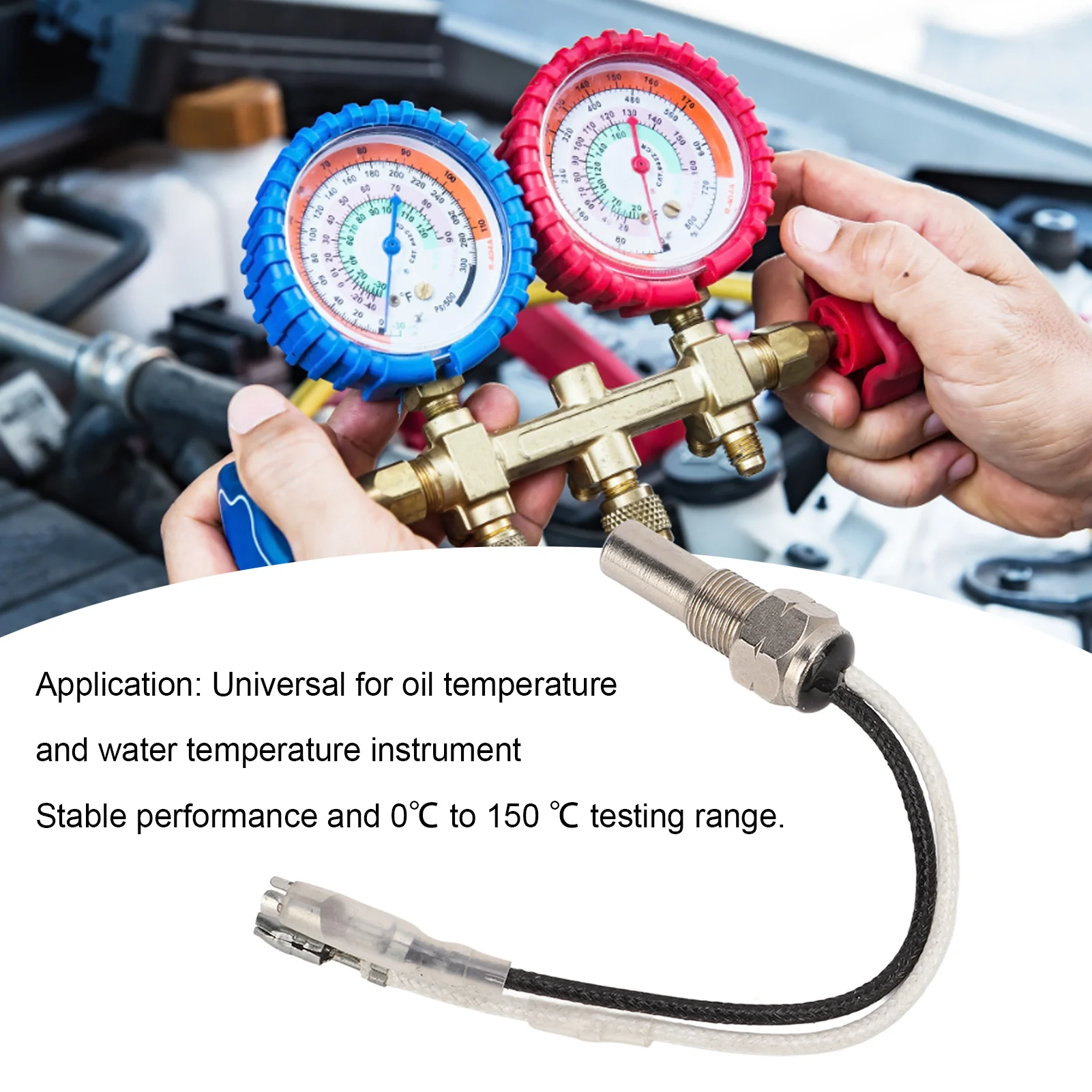 Water Oil Temperature Sensor Cable 1/8in NPT Thread Adapter 0℃150℃ Universal High Accuracy