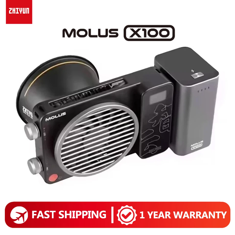 ZHIYUN MOLUS X100 100W 2700-6500K COB Photography Light Bi-color Pocket Video Light for Film Recording Live Streaming Shooting