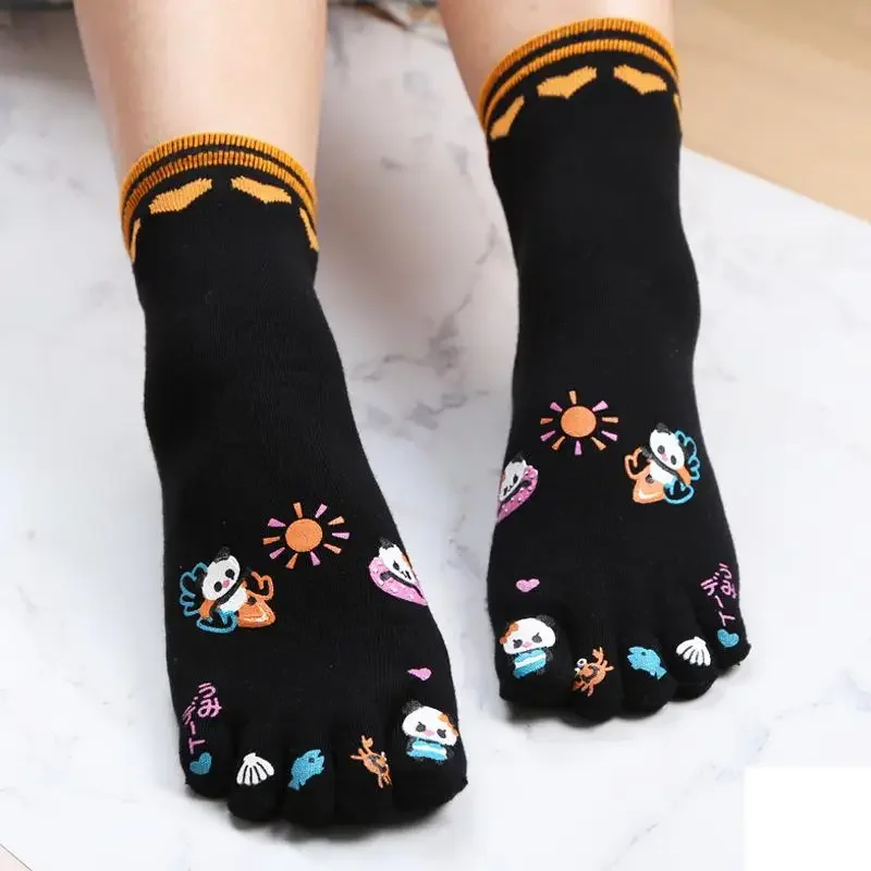 

Five Finger Socks Winter Women Toe Cotton Socks Warm Cartoon Ankle Socks Kawaii