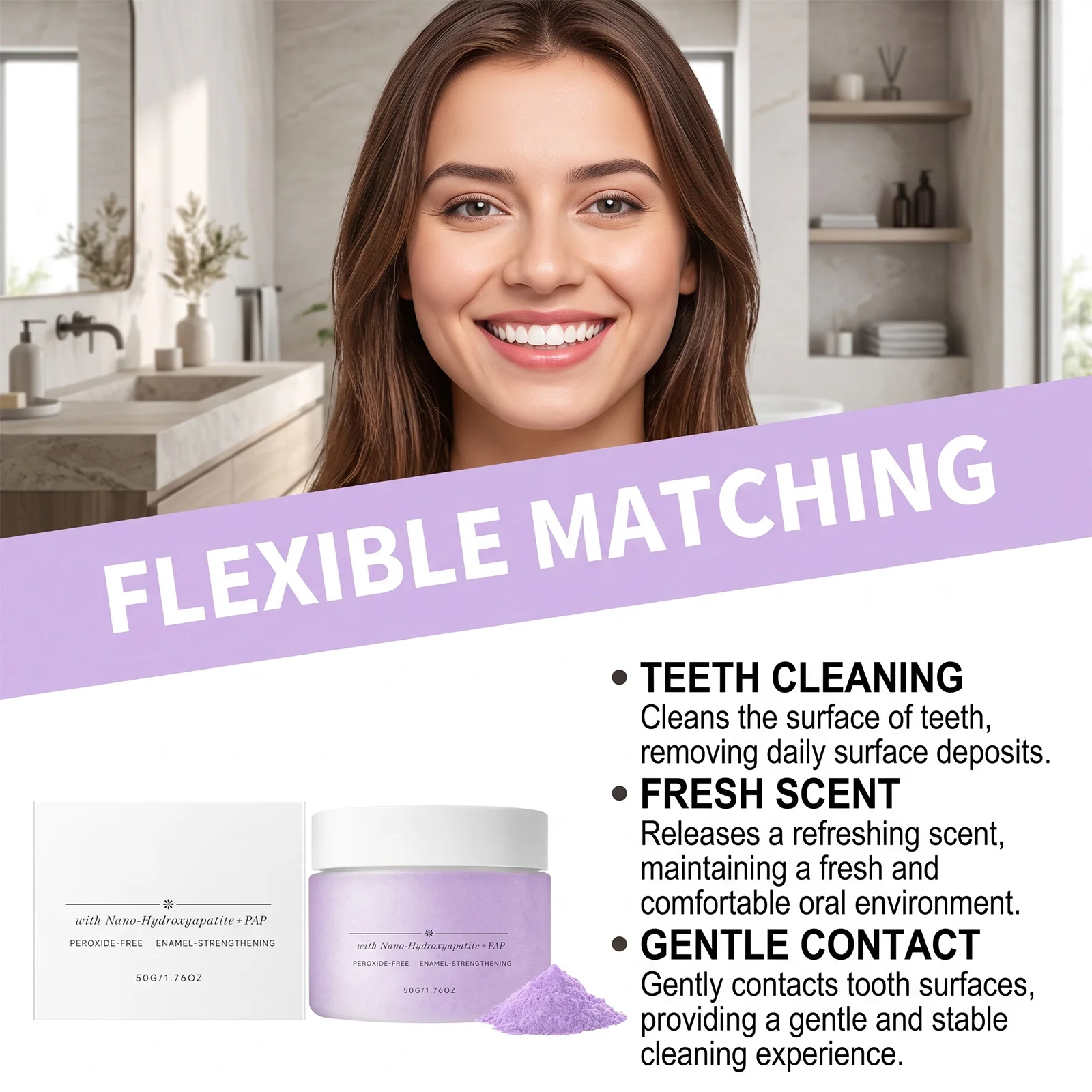 Teeth Brightening Cleaning Powder Remove Yellow Stain Mint Fresh Breath Clean Tooth Gentle Enamel Care Oral Hygiene Products 50g