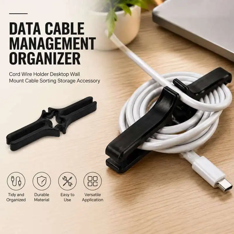 Data Cable Management Organizer Cord Wire Holder Desktop Wall Mount Cable Sorting Storage Accessory