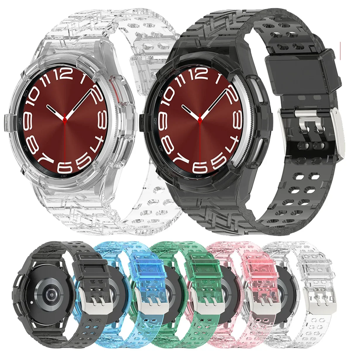 Transparent Strap Case Protector For Samsung Galaxy Watch 6 Classic 43MM 47MM Clear Bracelet Band