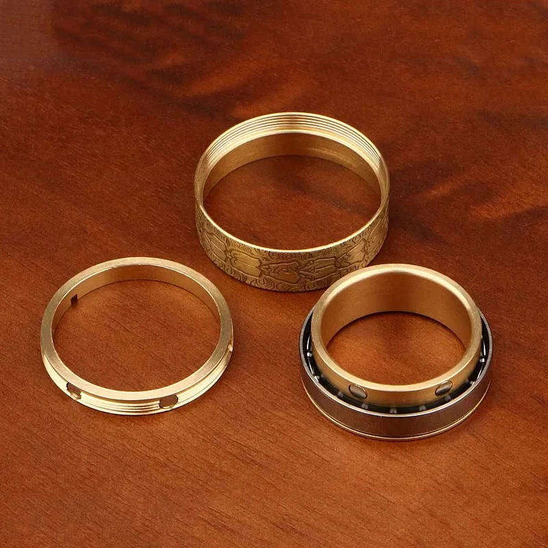 Metal EDC Fidget Spinner Brass Metal Fidget Ring Stress Relief Anti-Anxiety Fidget Toy Adults Cool Gadgets Birthday Gift Ideas
