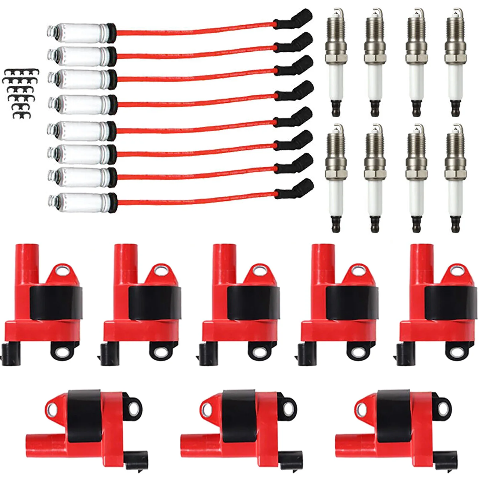 8Pcs/Set UF414 Ignition Coil & Spark Plug & Wire Kit Replacement Parts For GMC For Buick For Cadillac For Chevy Car Accessories