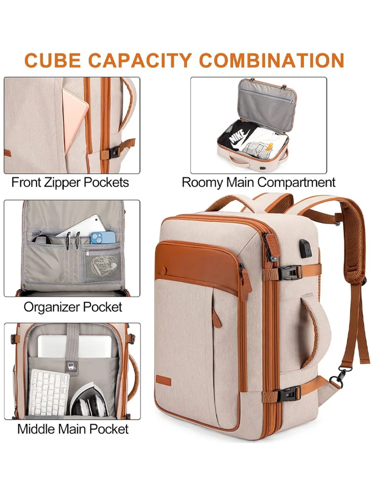 Tas Ransel Perjalanan, Tas Ransel Besar untuk Dibawa Naik Pesawat, Tas Laptop 17 Inci, Tas Ransel Kokoh dan Besar yang Sesuai dengan Standar TSA dengan Port USB, Tas Ransel untuk Kuliah dan Sekolah