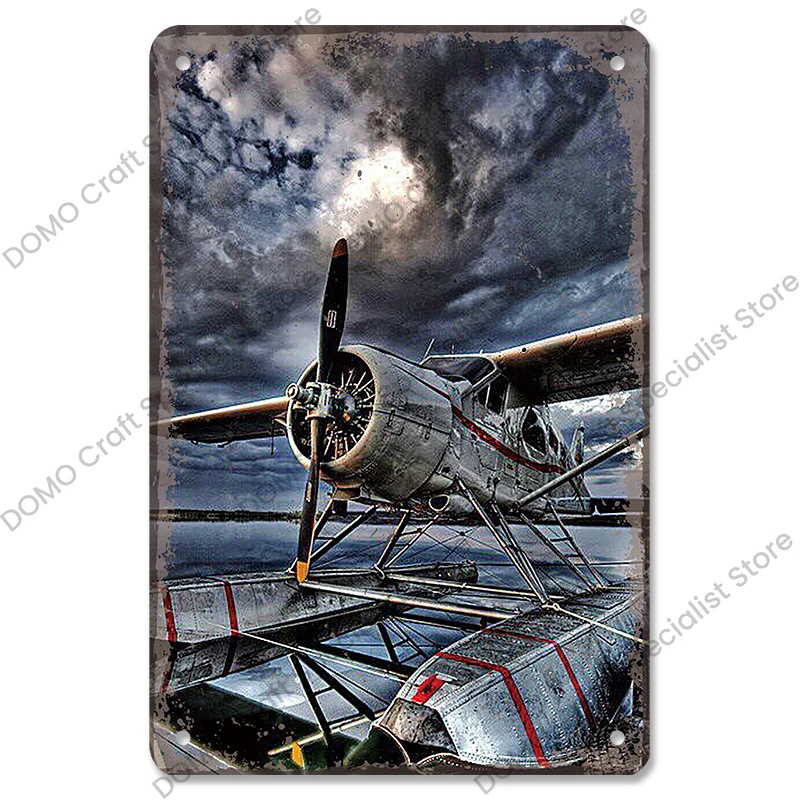 Airplane Poster Metal Tin Signs Vintage Model Plane Meeting Aerien Metal Plate Wall Decor Bar Club Garage Home