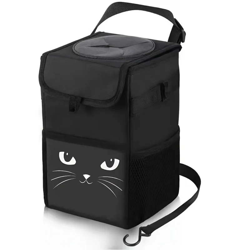 1pc Cat Pattern Car Trash Can With id, Rear Folding Car Storage Bag, Large Capacity, Suitable for Household Use and Car Use
