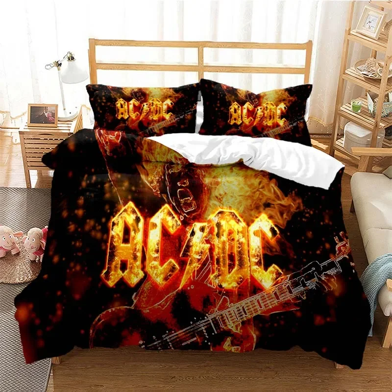 2024 Fashion AC_DC Rock Band Bedding Set Boys Girls Twin Queen Size Duvet Cover Pillowcase Bed Kids Adult Fashion Home Textiles