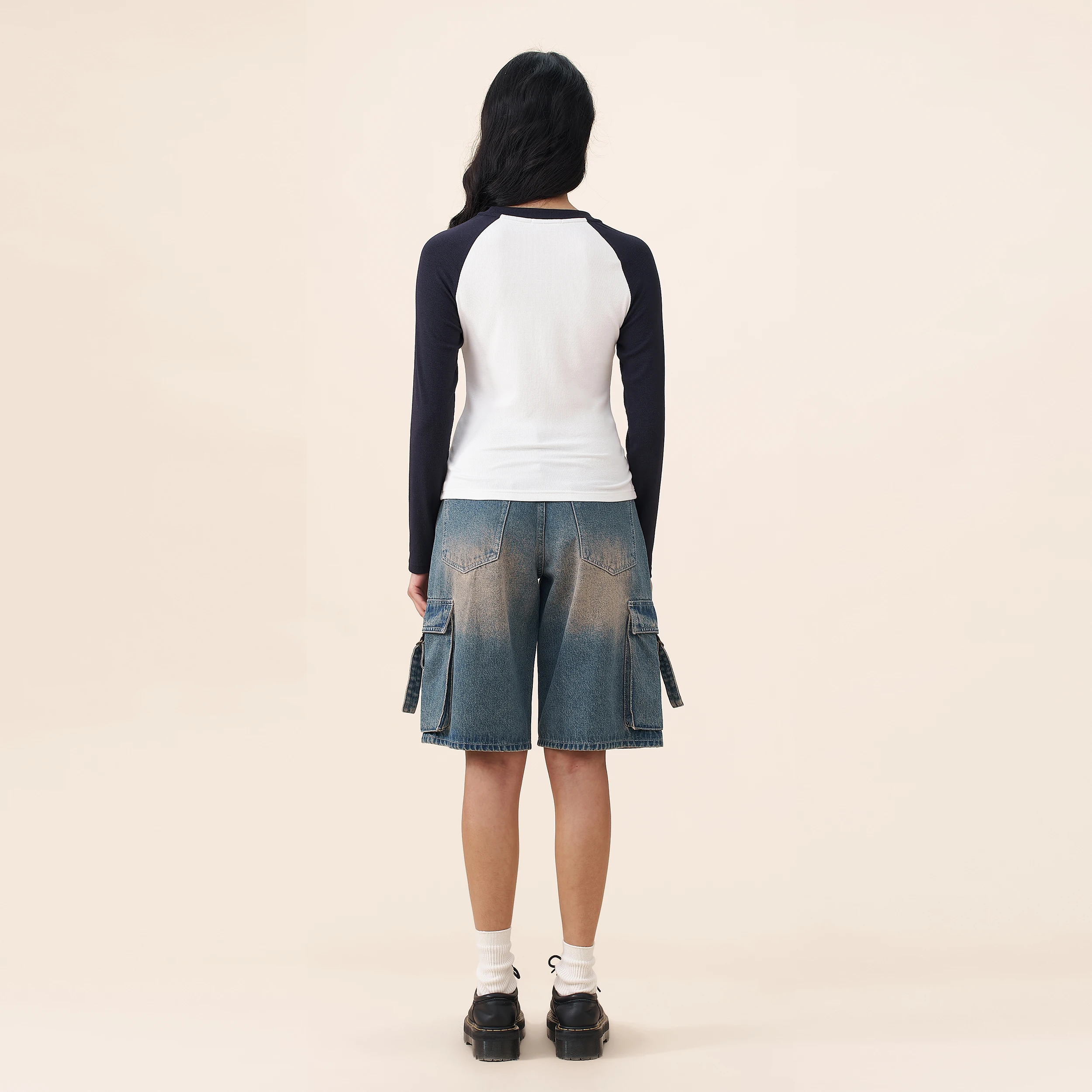 YESCCI Women's Denim Pants 2026 Summer New Distressed Pocket Streetwear Capri Jeans Retro Casual Trousers For Women S56143059