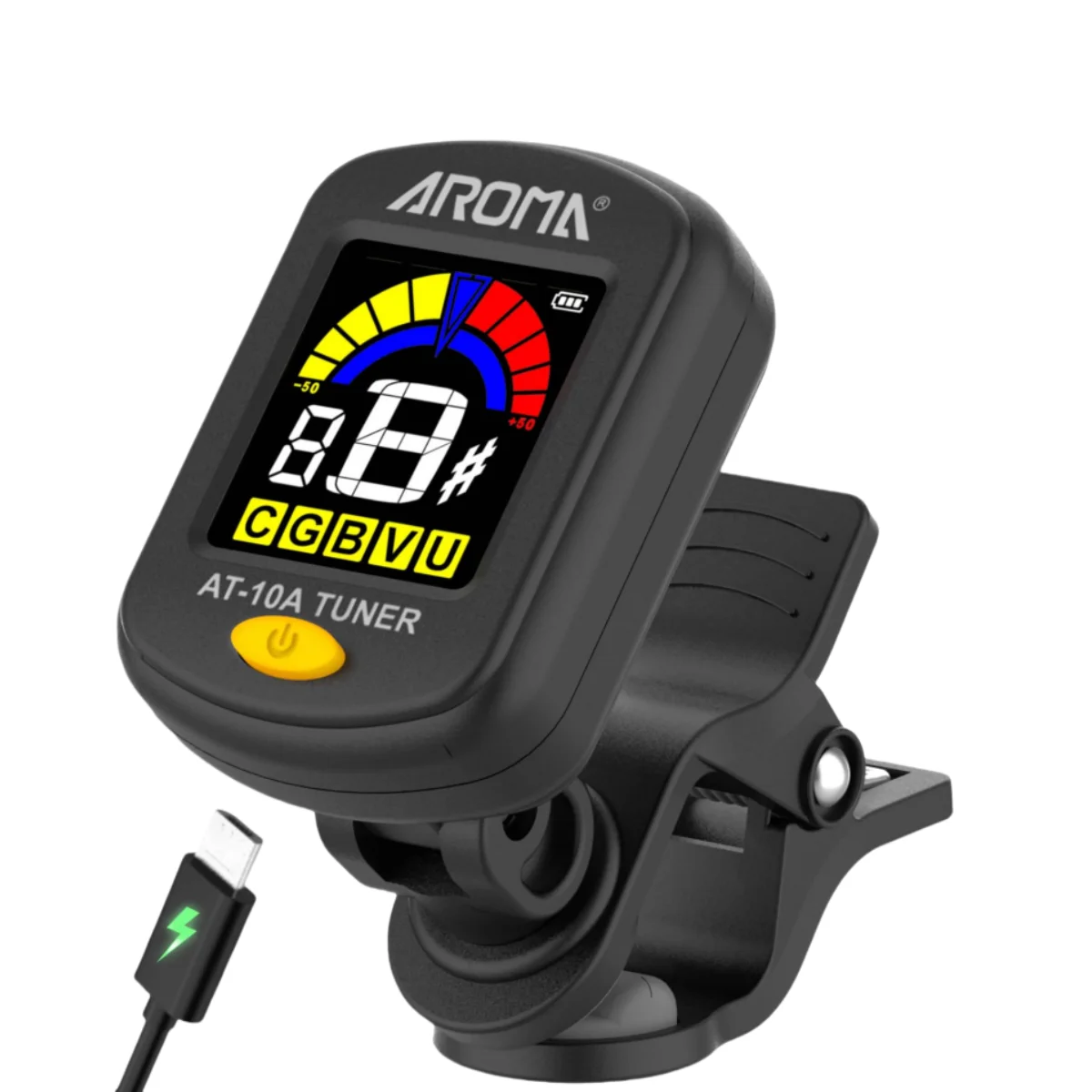 AROMA AT-10A  Clip-On Guitar Tuner /Chromatic Tuning/ LCD Color Screen/Fast & Accurate /for Guitar, Bass, Violin