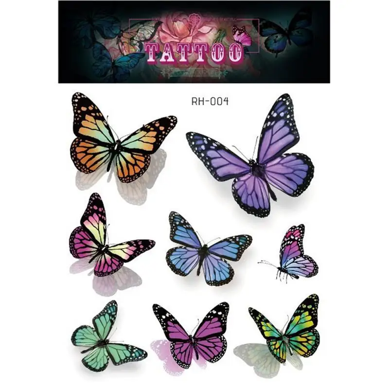 Fairy Butterfly Shiny Tattoo Sticker Waterproof Eyes Face Hand Body Art Fake Tattoos Women Makeup Dance Music Festival