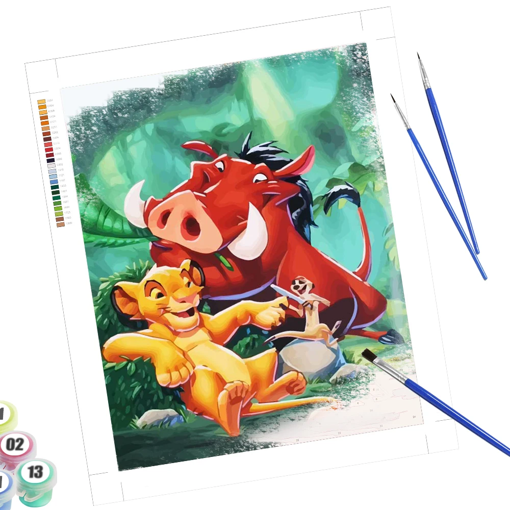 

Раскраска Диснея по номерам Simba Diy Crafts For Adults Kit Pumbaa Animal The Lion King Home Decor Paint Pay Adult