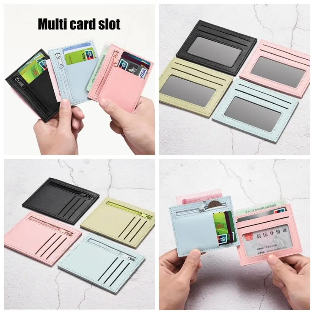 

Solid Color Slim Card Bag Short Clutch Bag Transparent Zipper Coin Purse Korean Style Card Holder Mini Wallet Men