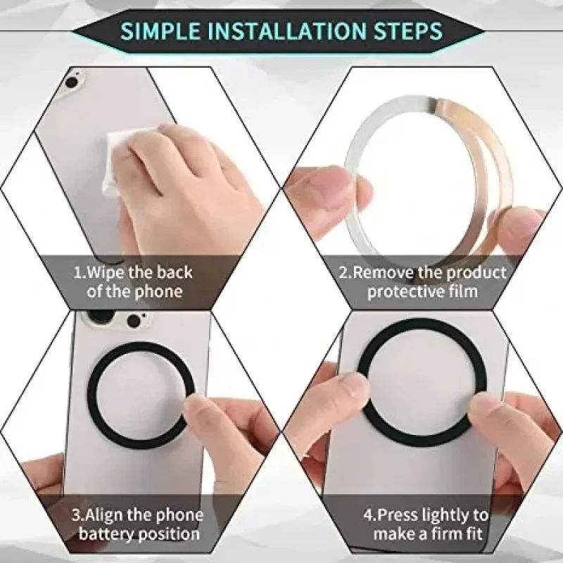 1-6Pcs Universal Magnetic Metal Plate Ring For Magsafe Wireless Charger Iron Sheet Sticker Magnet Car Phone Holder Accessories