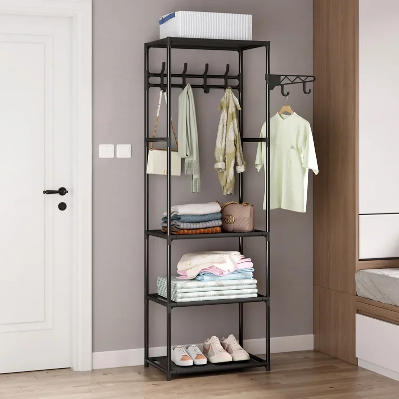 Multifunctional Clothes Rack, Floor Mounted Double Row