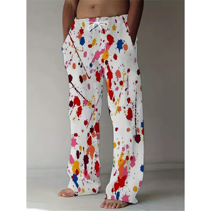 2025 MEN'S Casual Loose-Fit Straight Pants Relaxed Fit Unisex Adult Fashion Pants With Drawstring Full-Print Pattern