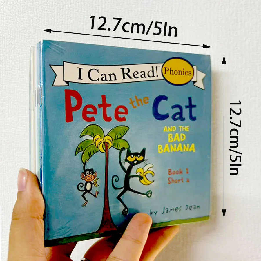 12 englische Kinderbücher mit kleinen Handen, tragbare Pete-Katze-Bilderbücher, berühmte Geschichten, englische Geschichten, Lern-Lesespiel für Kinder