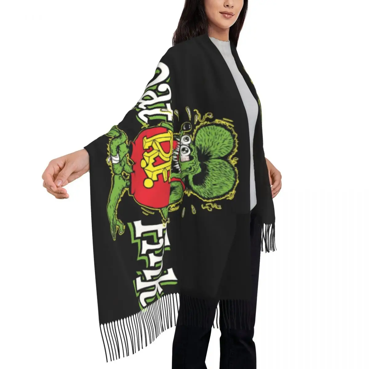 Personalizzato stampato Anime Cartoon Rat Fink sciarpa donna uomo inverno autunno caldo sciarpe scialle Wrap