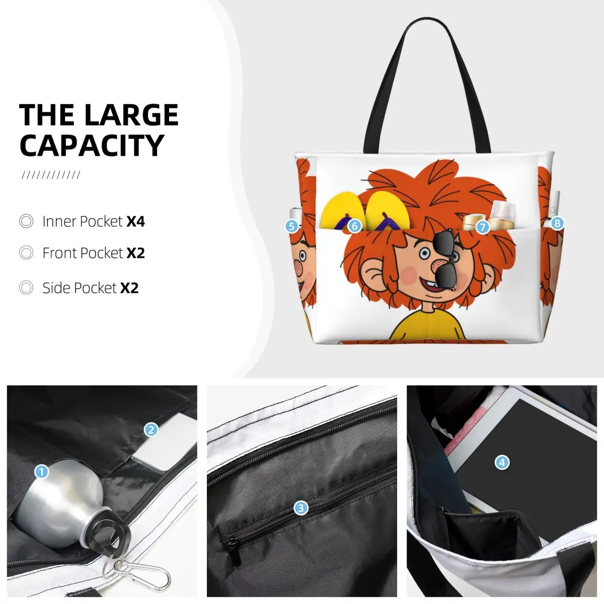 Pumuckl Beach Tote Bag Deporte Gimnasio Yoga Duffle Bolso grande Bolsa de viaje para mujer Bolsa de fitness