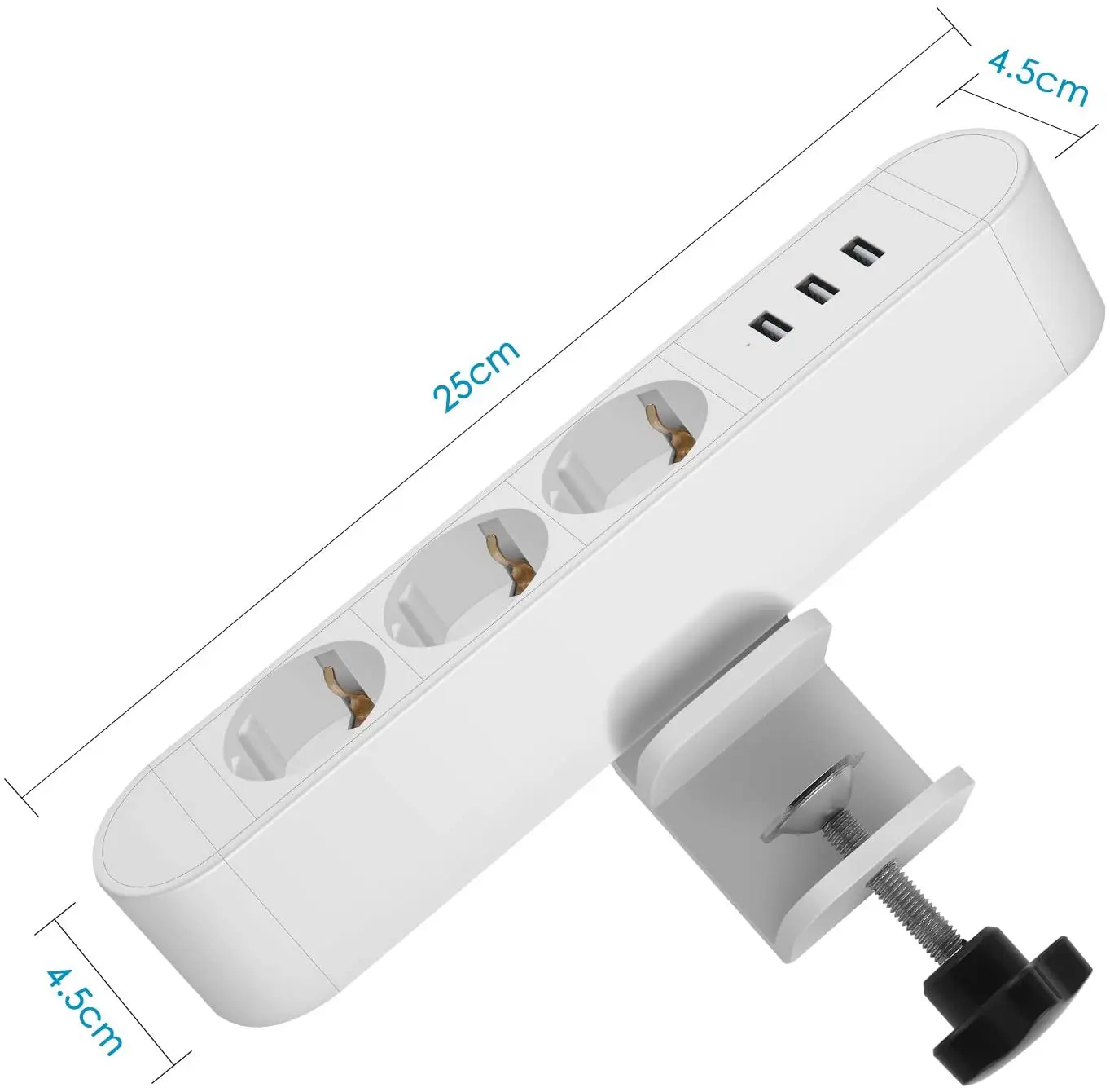 Office Germany power outlet Surface mounted tabletop desk edge power strip USB socket with bracket