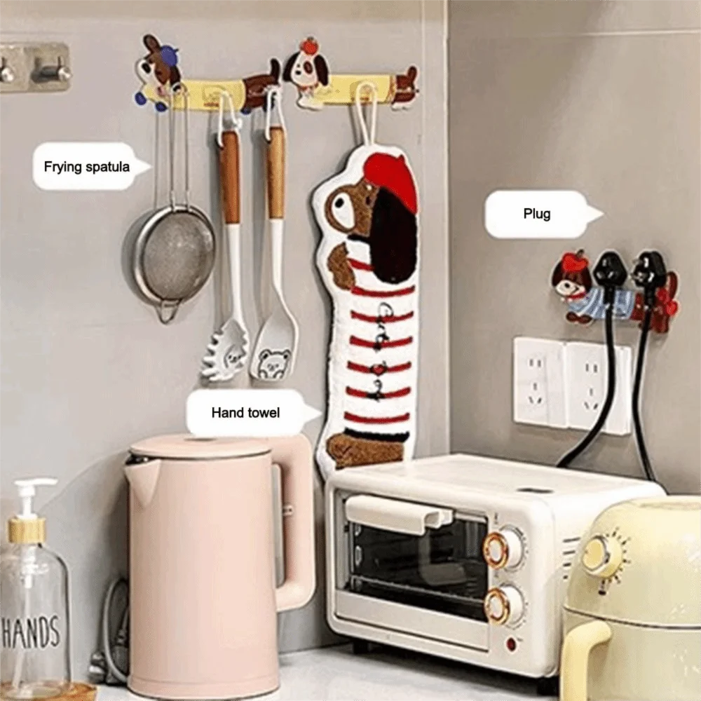 Acrylic Plug Card Slot Storage Hook Wall Mounted Waterproof Dopamine Dachshund Toothbrush Holder Multi-purpose Easy To Install