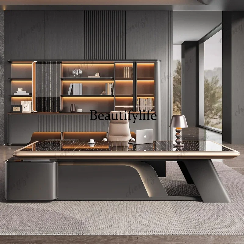 Y136 Y136 Fashion manager large class table High-end boss office table combination modern president table leadership office furn