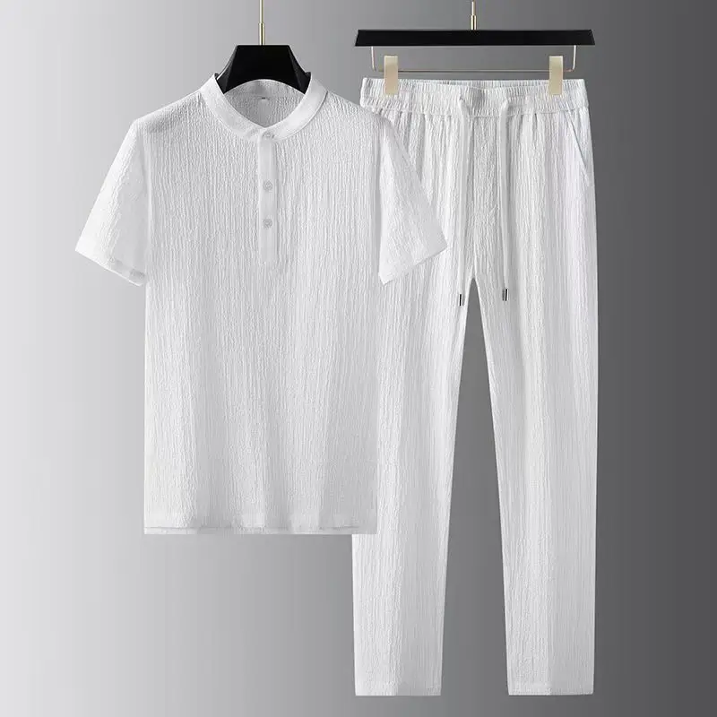 Men's sets (Shirt + trousers) 2026 summer new style fashion men shirt short sleeve shirt High quality shirts male Two Piece