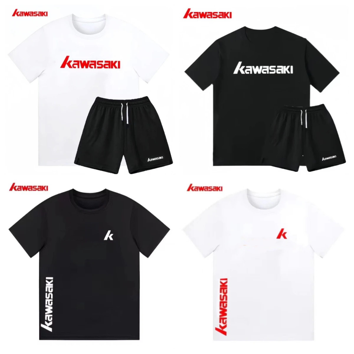 

New Kawasaki Men's and Women's Badminton Jersey Set Cotton Cultural Shirt Sports Short-sleeved Competition Training Men's Shorts